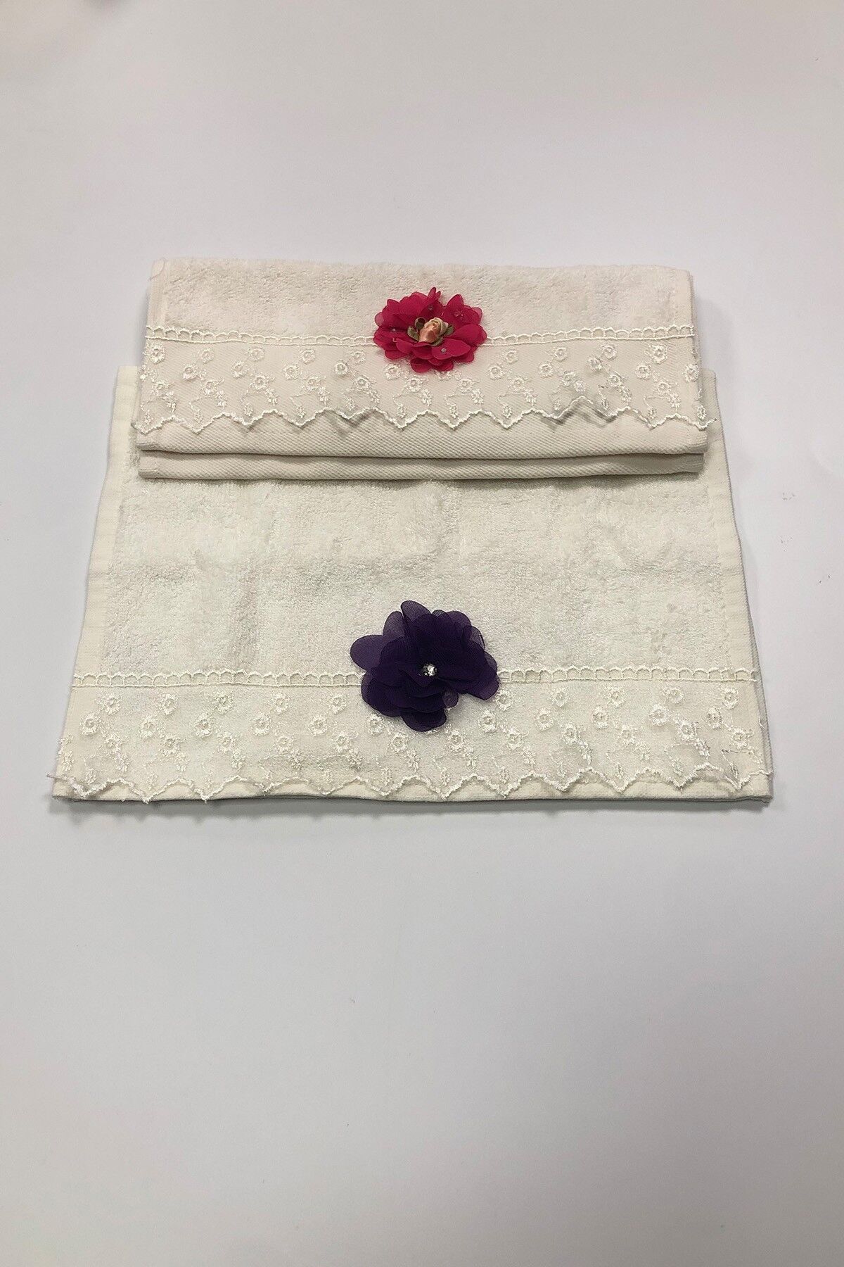 Bamboo 2'li El Havlusu Seti – 30x50 cm Krem Renk | Yumuşak ve Emici