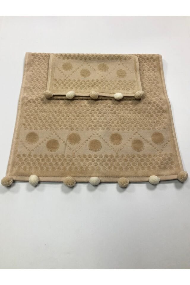 KADİFE PONPONLU 50X90 VE 30X50 TAKIM HAVLU
