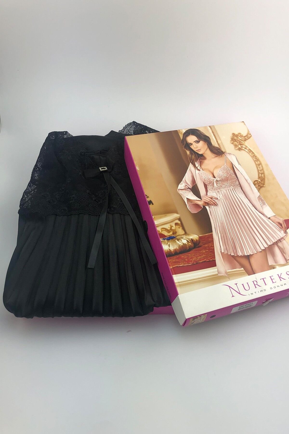 NURTEKS 5355 Saten Gecelik-Sabahlık Takım