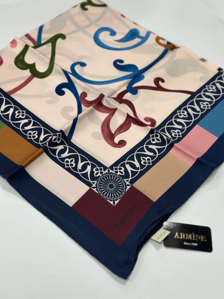 Armine Saf İpek Renkli Eşarp - 88x88 cm