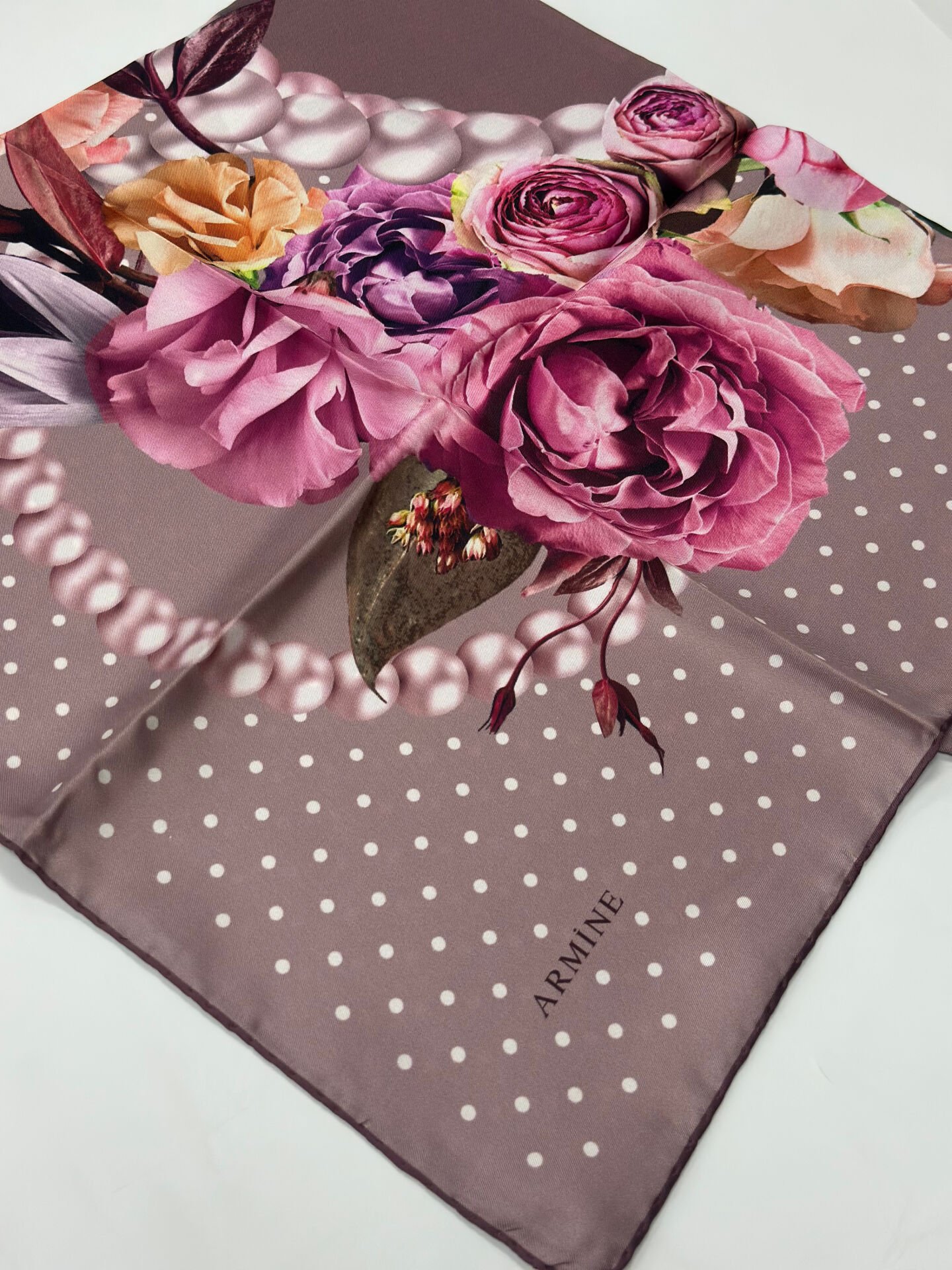 Armine Saf İpek Renkli Eşarp - 88x88 cm
