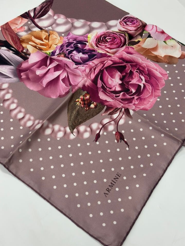 Armine Saf İpek Renkli Eşarp - 88x88 cm