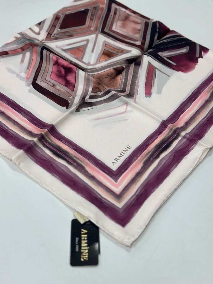 Armine Saf İpek Renkli Eşarp - 88x88 cm