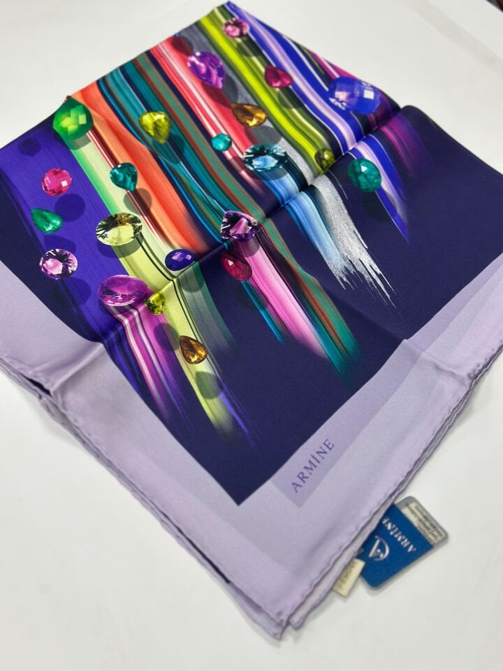 Armine Saf İpek Renkli Eşarp - 88x88 cm