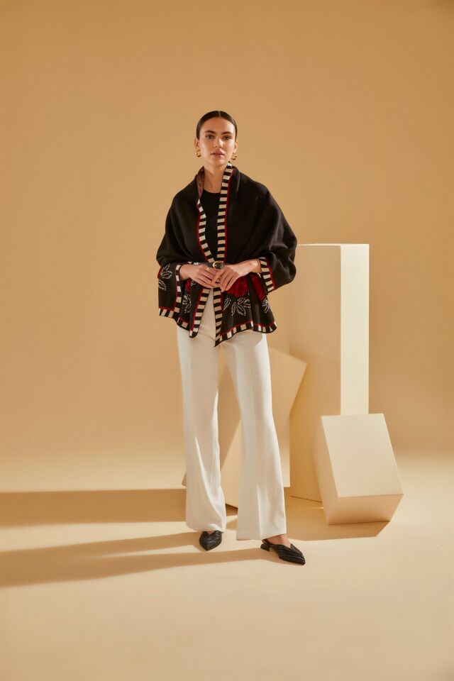 Kadın Gül Desenli Omuz Şalı