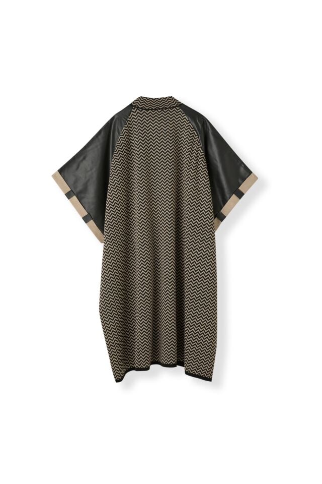 Kadın Kum Deri Detaylı Fermuarlı Panço