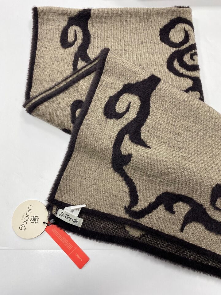 Kadın kahve Dokulu Omuz Şalı