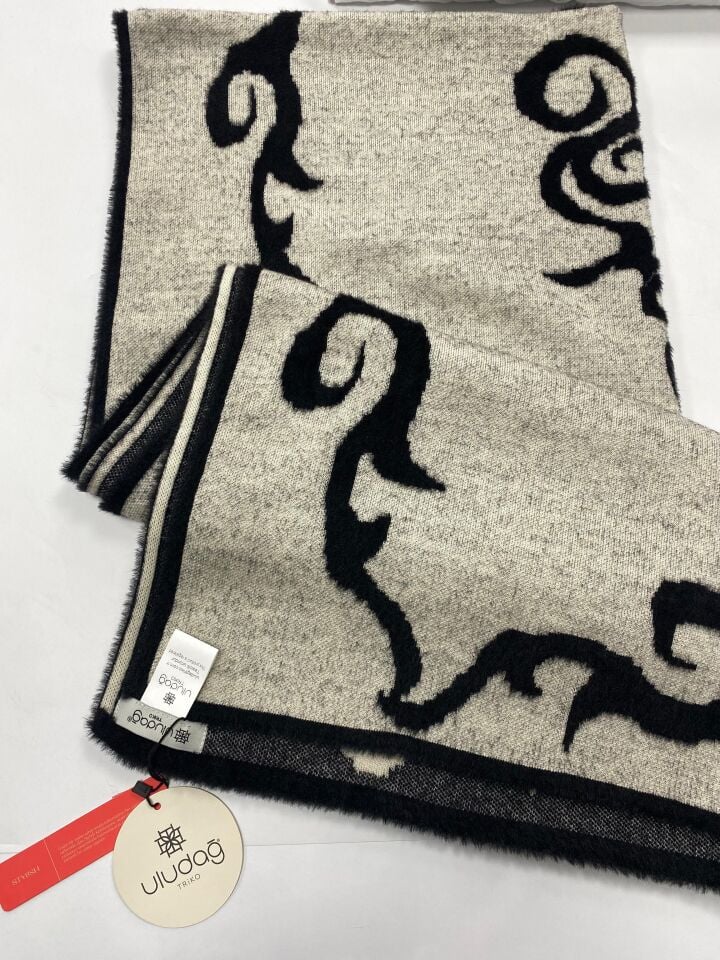 Kadın kahve desen Dokulu Omuz Şalı