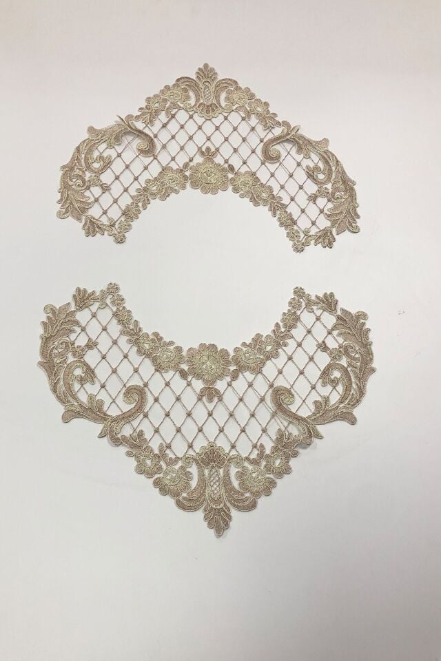 Nakış İşlemeli Kenar Aplike – 2'li Set | 35x19 cm | Ev Tekstiline Zarif Dokunuş